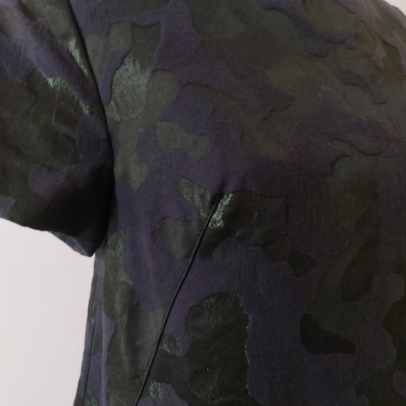 Topshop Metallic Camouflage Short Sleeve A-line Shift Dress with Pockets Size 2 - Picture 5 of 12